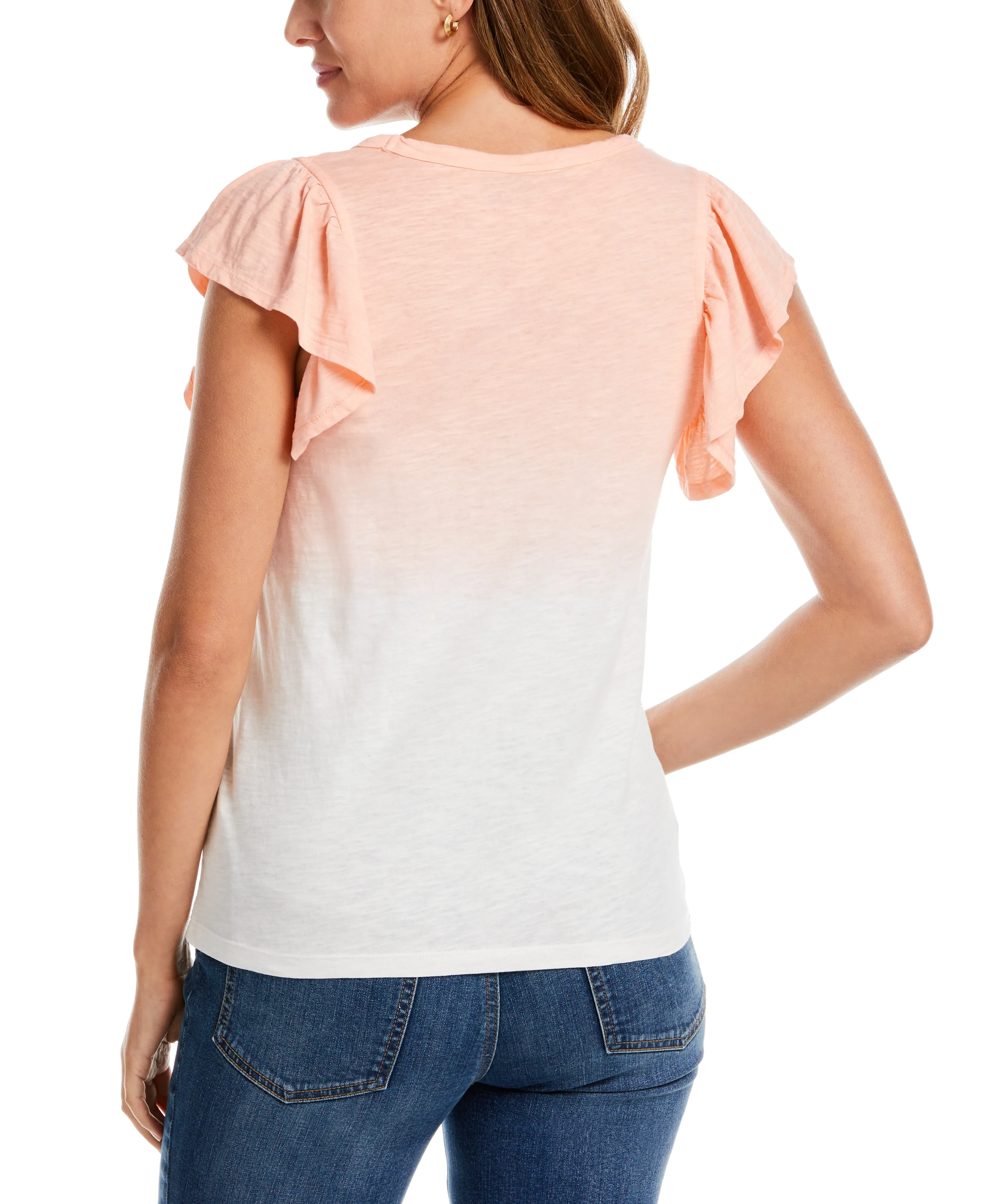 Scoop Neck Ruffle Sleeve Tee