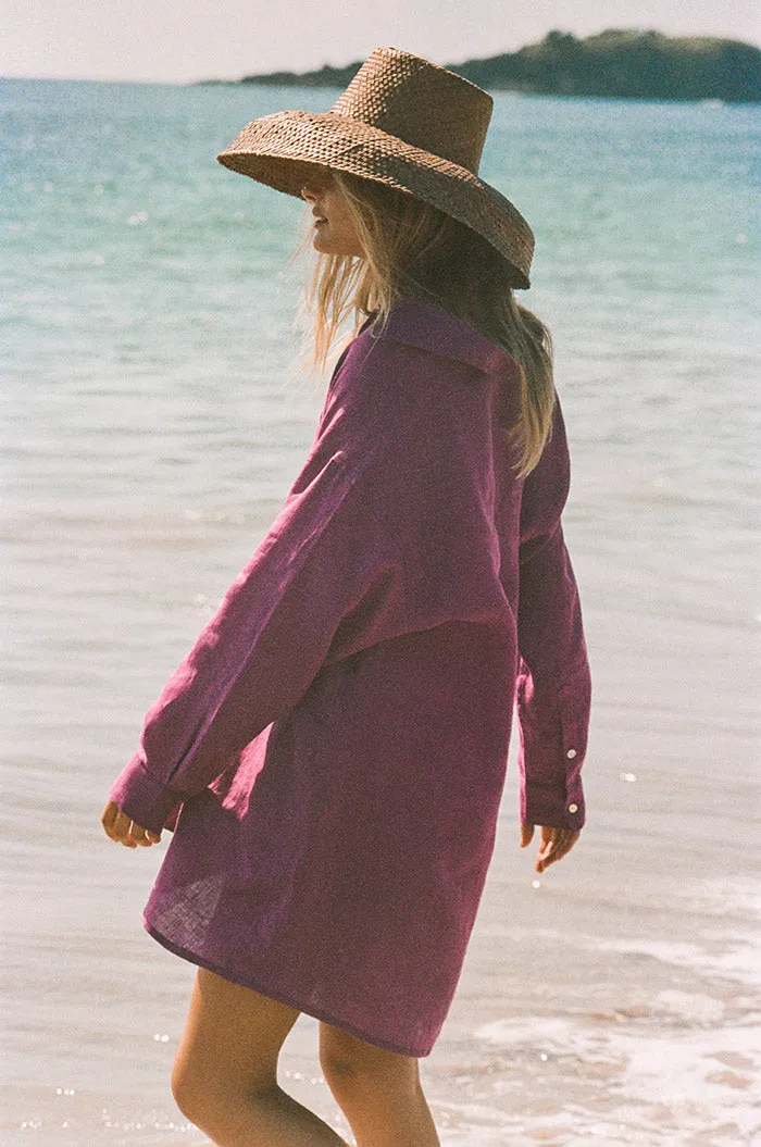 SUMMER Shirt Dress - purple linen