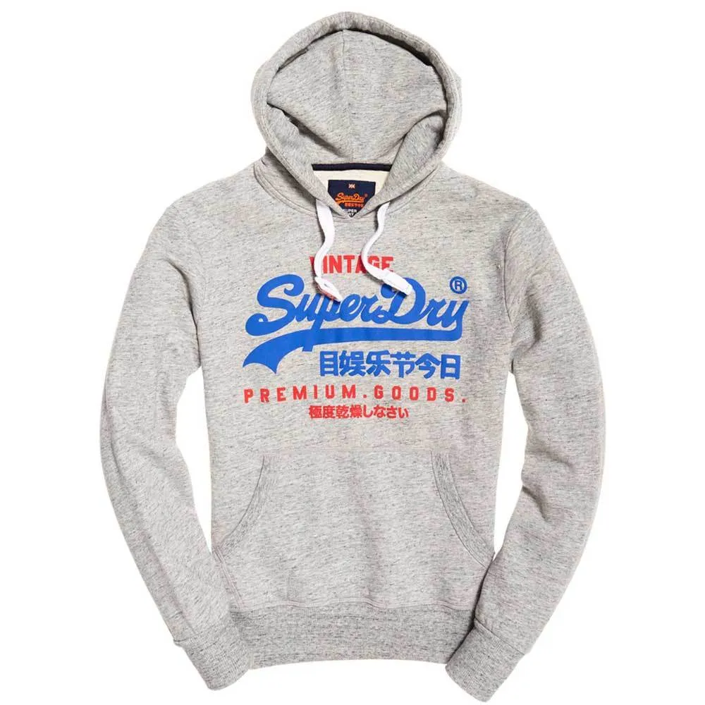 Superdry Mens Premium Goods Duo Hoodie - Street Works Grit Grey