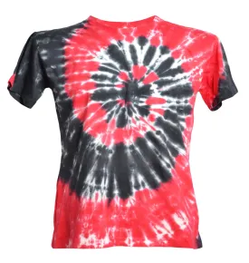 T-shirt tie and dye spirale rouge - noir