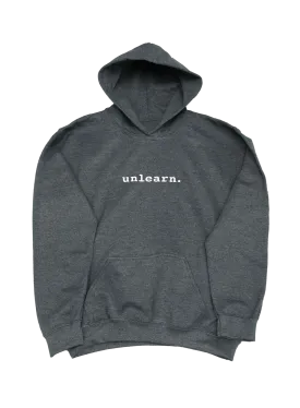 unlearn. logo - Dark Heather Grey Youth Hoodie*