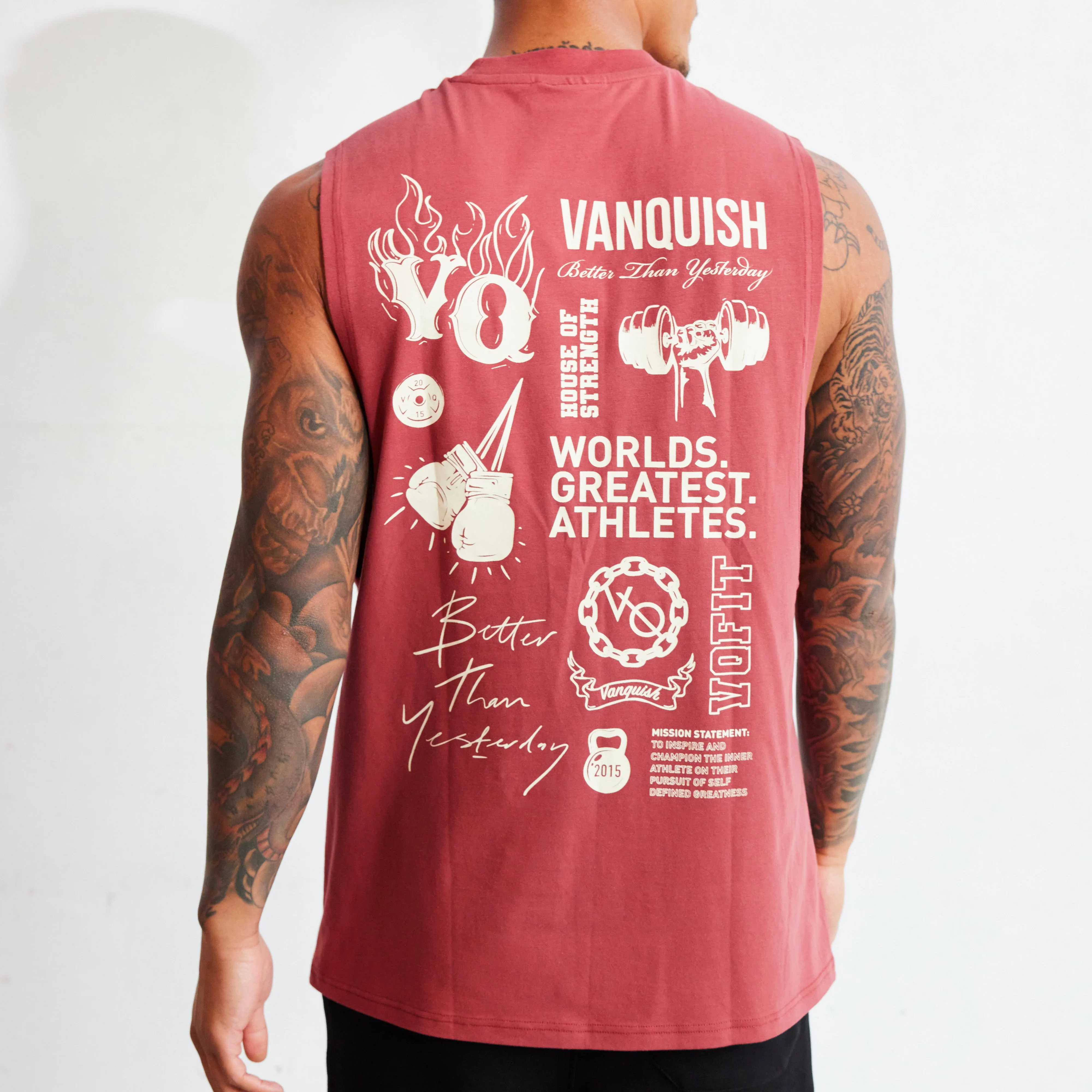 Vanquish TSP Chalk Red Multi Print Sleeveless T Shirt