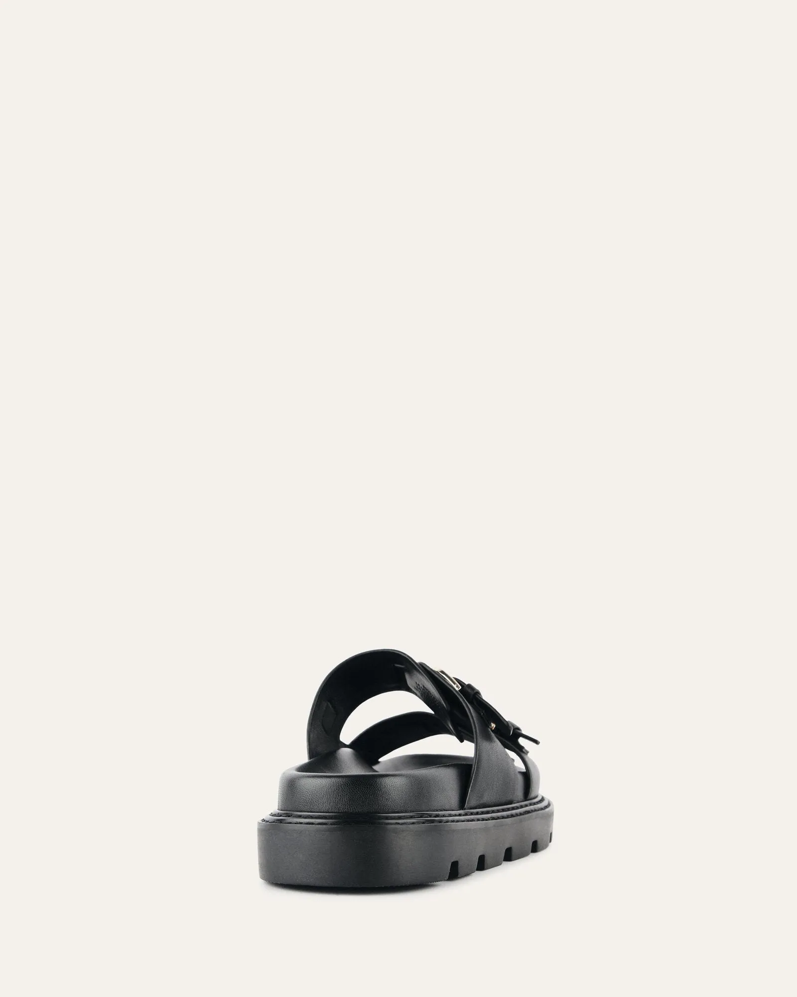 VICHY FLAT SANDALS BLACK LEATHER