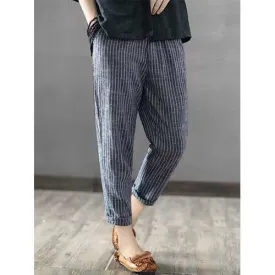 Vintage Striped Pockets Pants