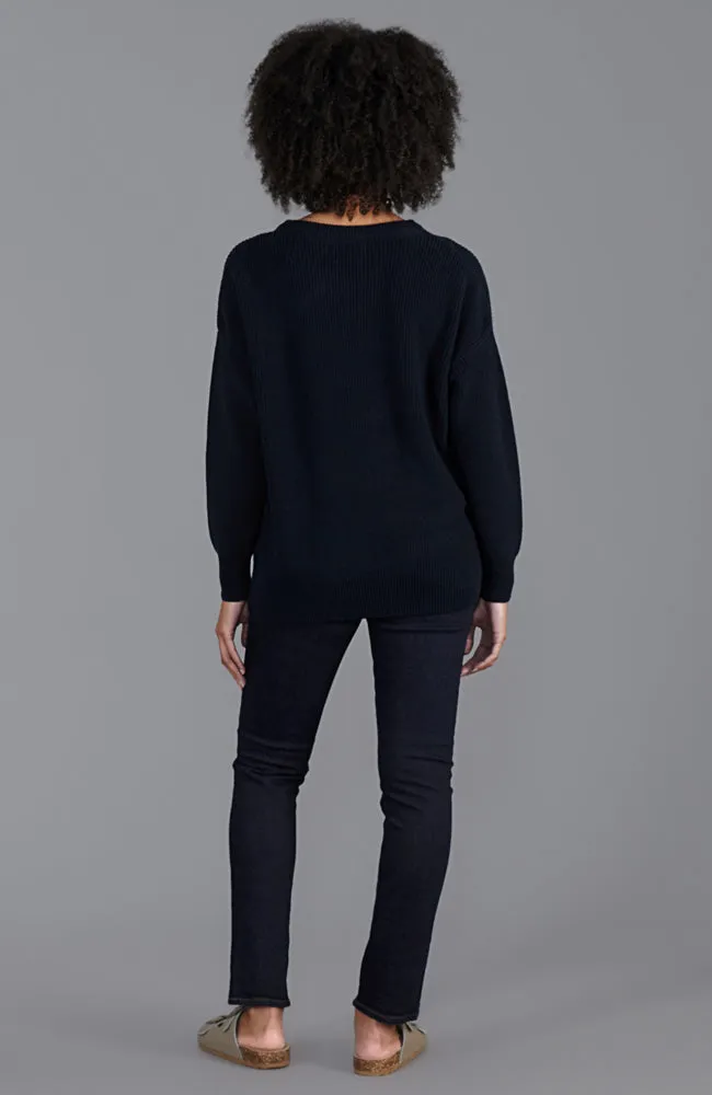 Womens Cotton Ribbed Crew Neck Jumper