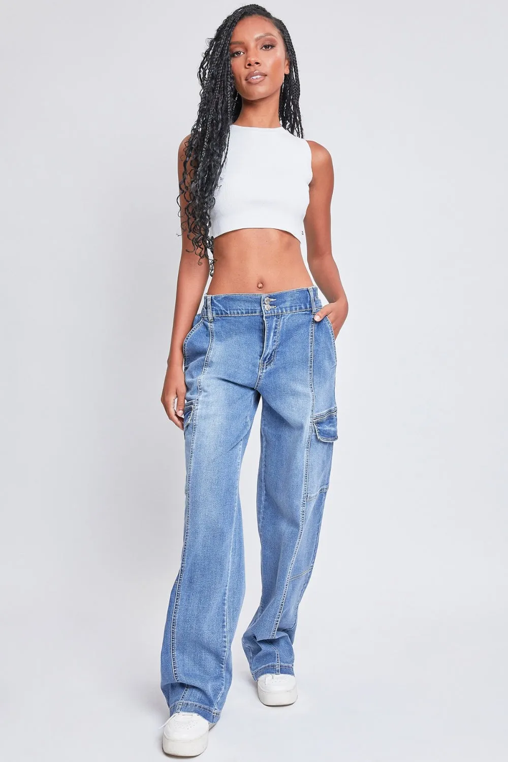 YMI Jeanswear High-Rise Straight Cargo Jeans